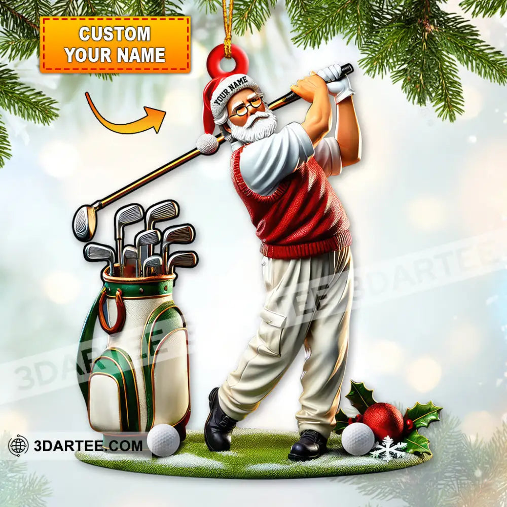 Custom Name Golf Santa Ornament Lover Christmas Gift