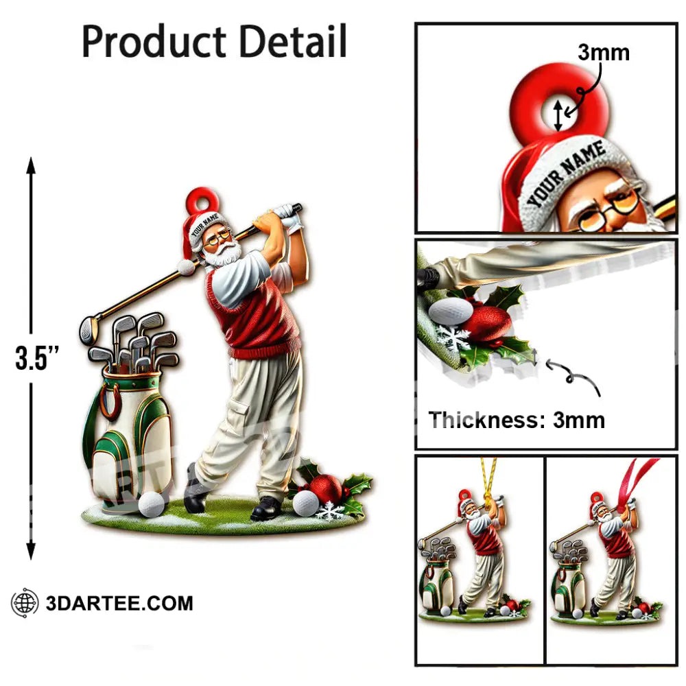 Custom Name Golf Santa Ornament Lover Christmas Gift