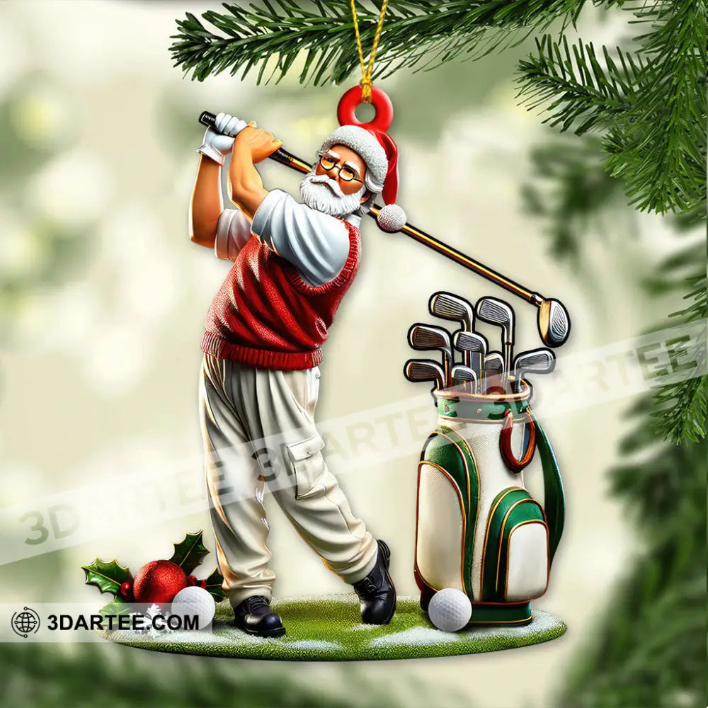 Custom Name Golf Santa Ornament Lover Christmas Gift 3.54’’ / 1