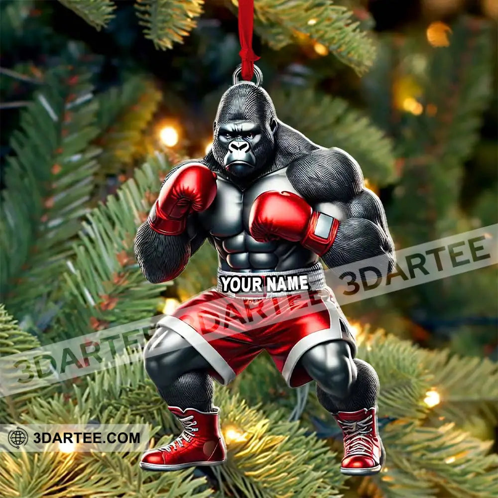 Custom Name Gorilla Boxing Ornament Christmas Gift Decoration