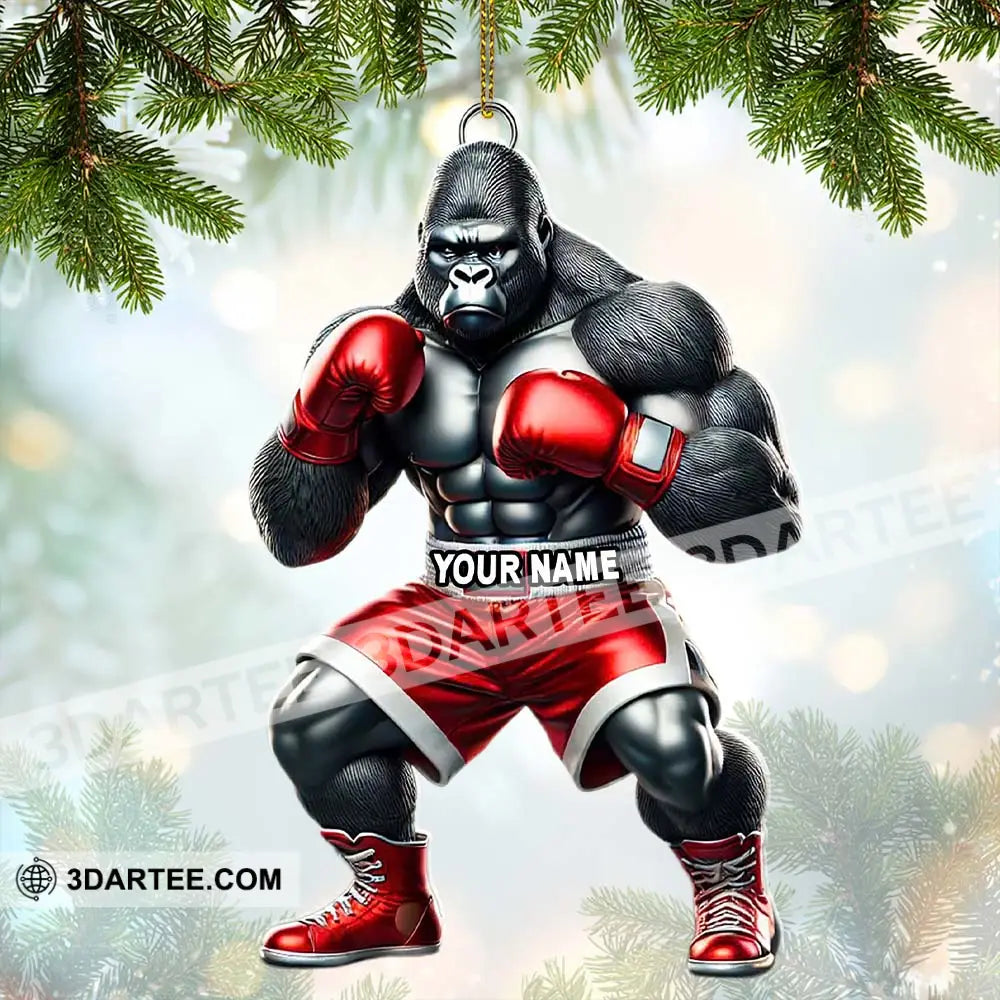 Custom Name Gorilla Boxing Ornament Christmas Gift Decoration 3.54’’ / 1