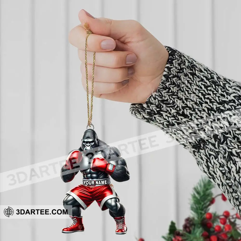 Custom Name Gorilla Boxing Ornament Christmas Gift Decoration