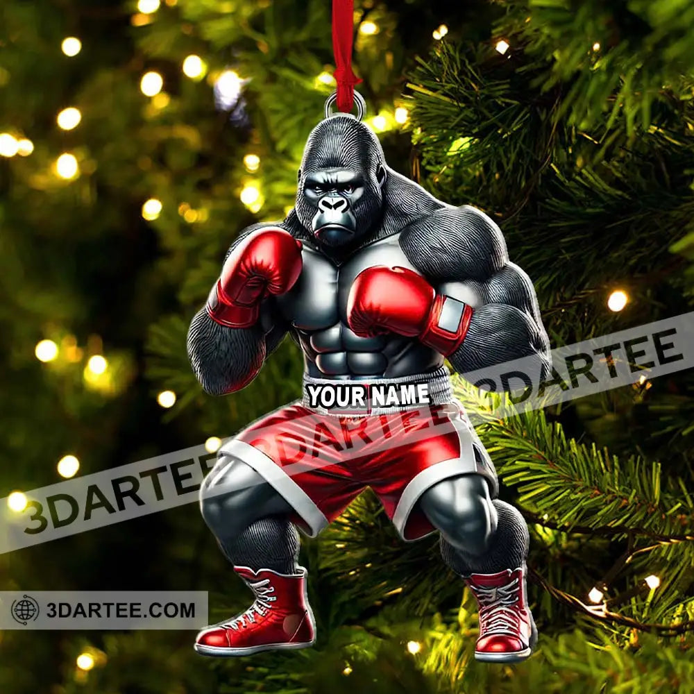 Custom Name Gorilla Boxing Ornament Christmas Gift Decoration