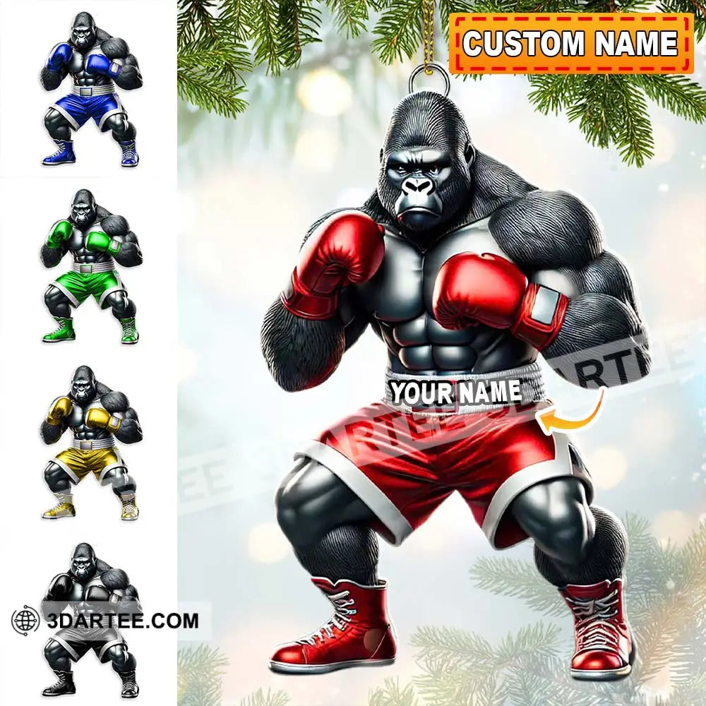 Custom Name Gorilla Boxing Ornament Christmas Gift Decoration