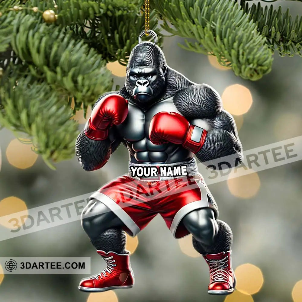 Custom Name Gorilla Boxing Ornament Christmas Gift Decoration