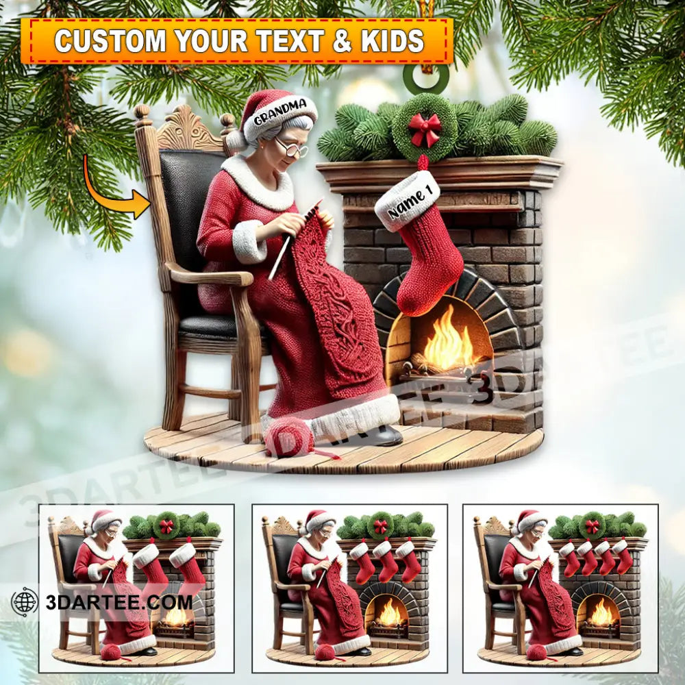 Custom Name Grandma And Kids Christmas Ornament Family Gift