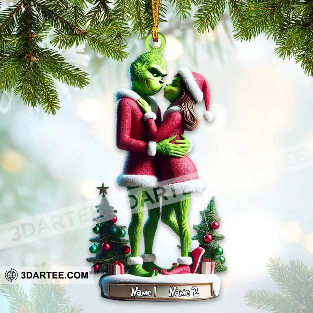 Custom Name Grinch Couple Ornament Lover Christmas Gift 3.54’’ / 1