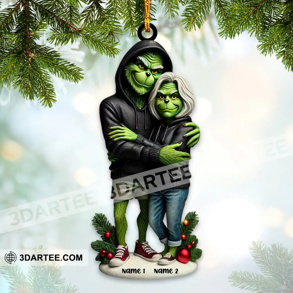 Custom Name Grinch Couple Ornament Lover Christmas Gift 3.54’’ / 1