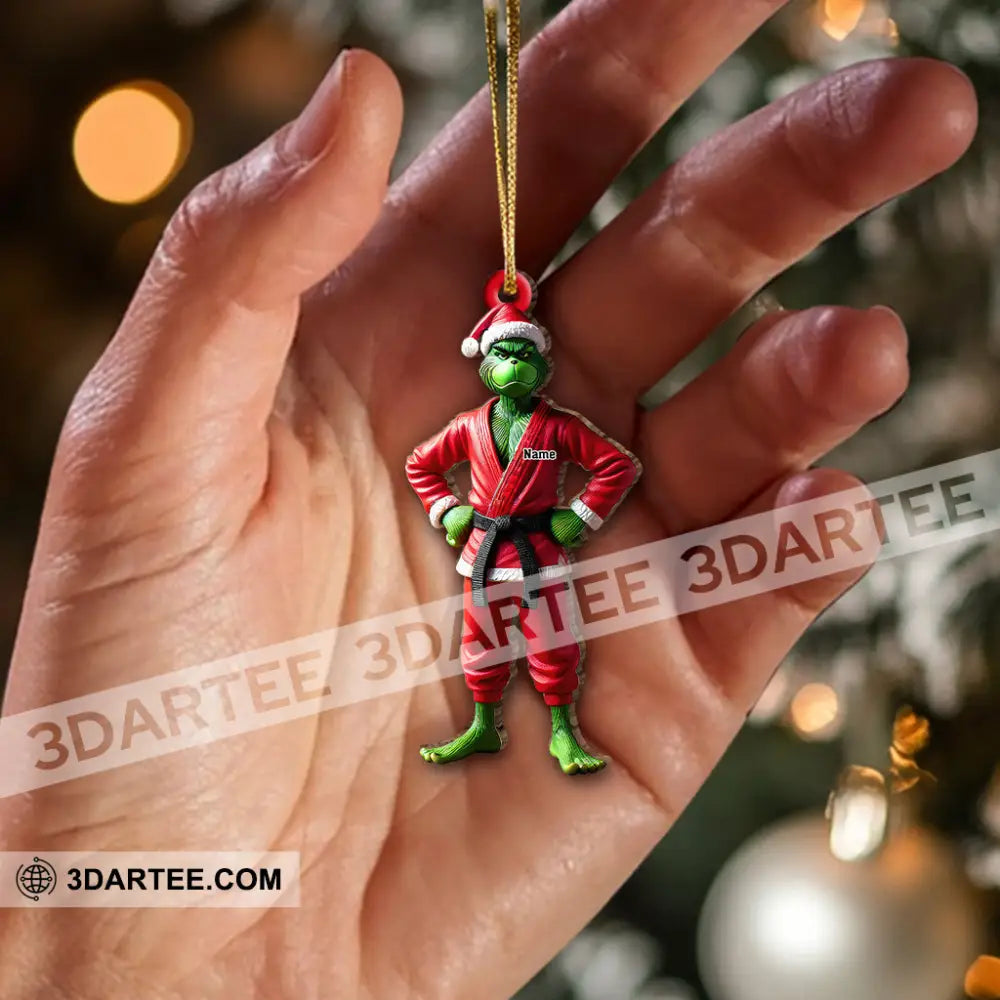 Custom Name Grinch Karate Ornament Christmas Gift