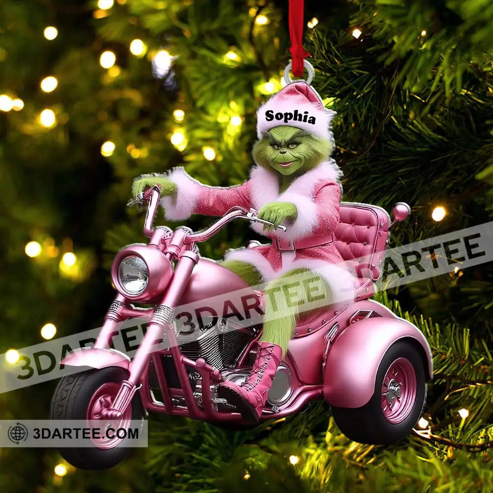 Custom Name Grinch Ornament Tricycle Motorcycle Christmas Gift Decoration