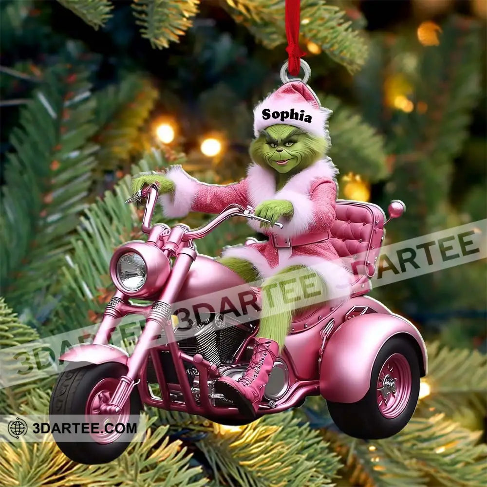 Custom Name Grinch Ornament Tricycle Motorcycle Christmas Gift Decoration