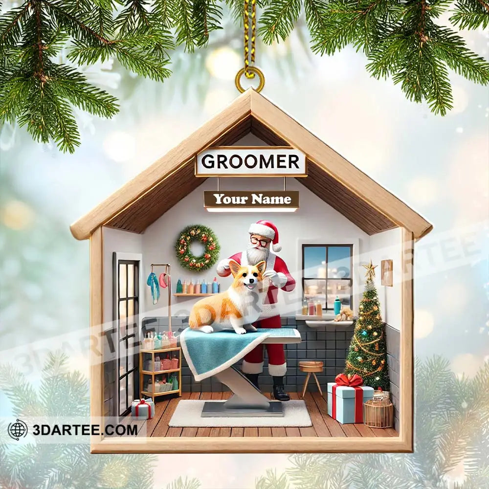 Custom Name Groomer Ornament Christmas Decoration For Pet Shop 3.54’’ / 1