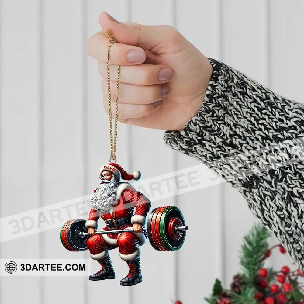 Custom Name Gym Work Out Santa Ornament Gymnastics Christmas Gift