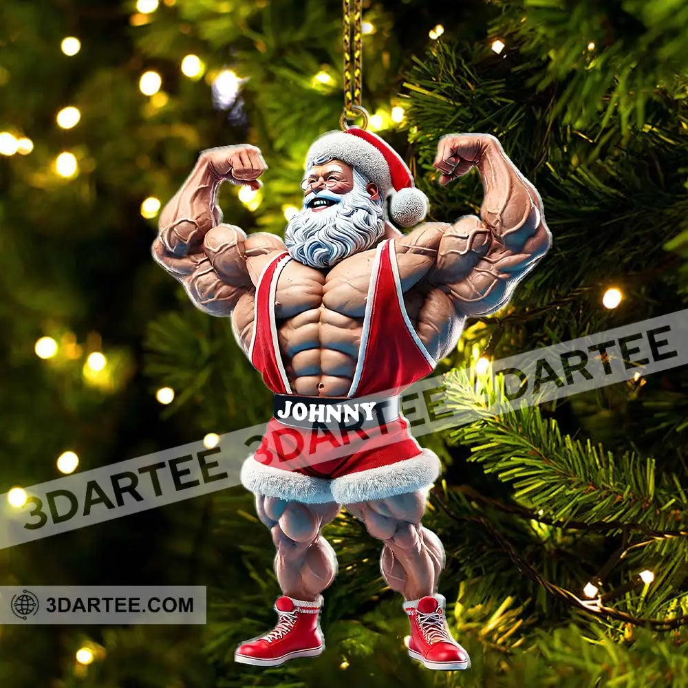 Custom Name Gym Work Out Santa Ornament Gymnastics Christmas Gift 3.54’’ / 1