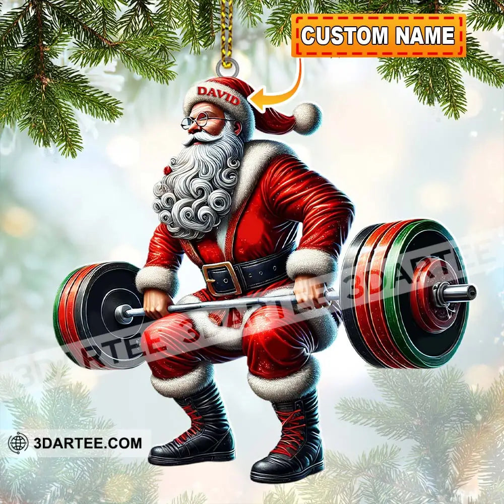 Custom Name Gym Work Out Santa Ornament Gymnastics Christmas Gift