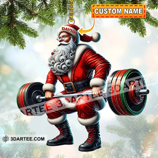 Custom Name Gym Work Out Santa Ornament Gymnastics Christmas Gift