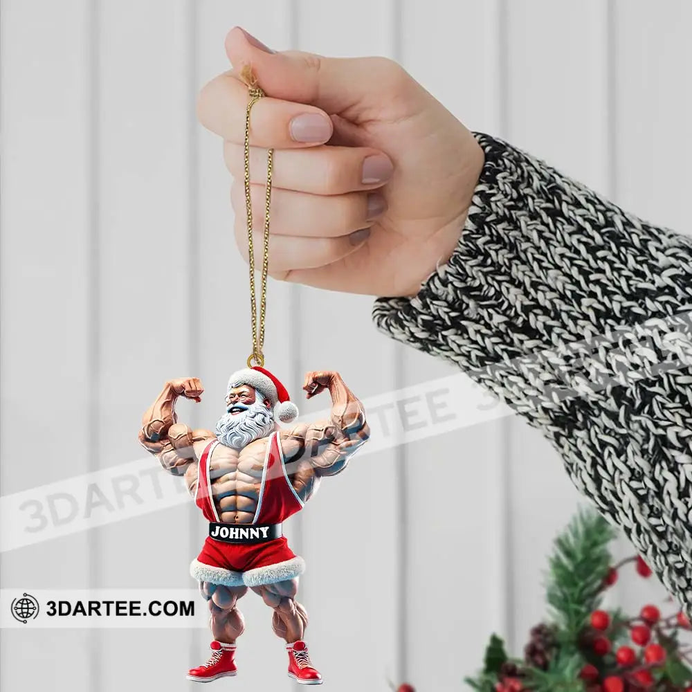 Custom Name Gym Work Out Santa Ornament Gymnastics Christmas Gift