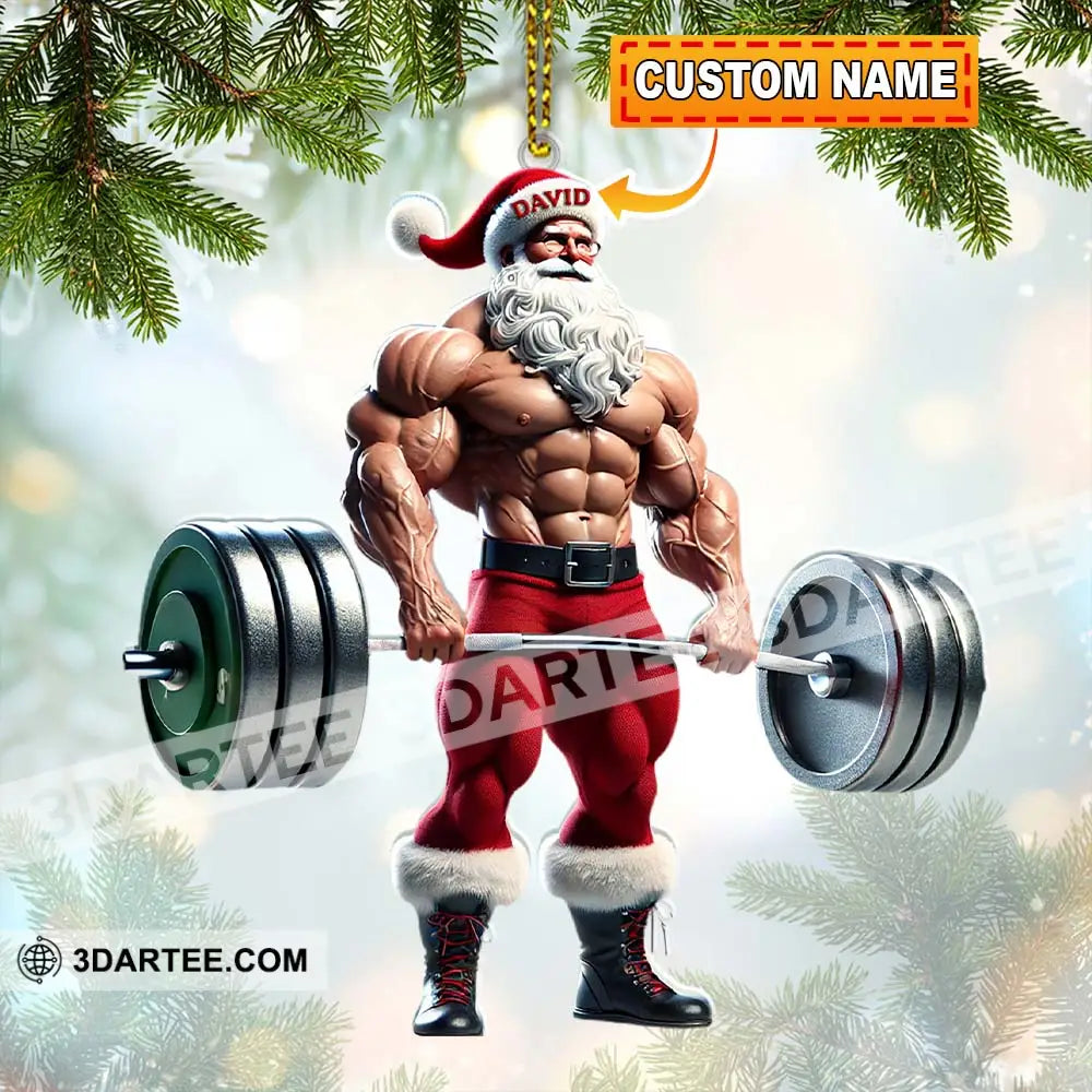 Custom Name Gym Work Out Santa Ornament Gymnastics Christmas Gift