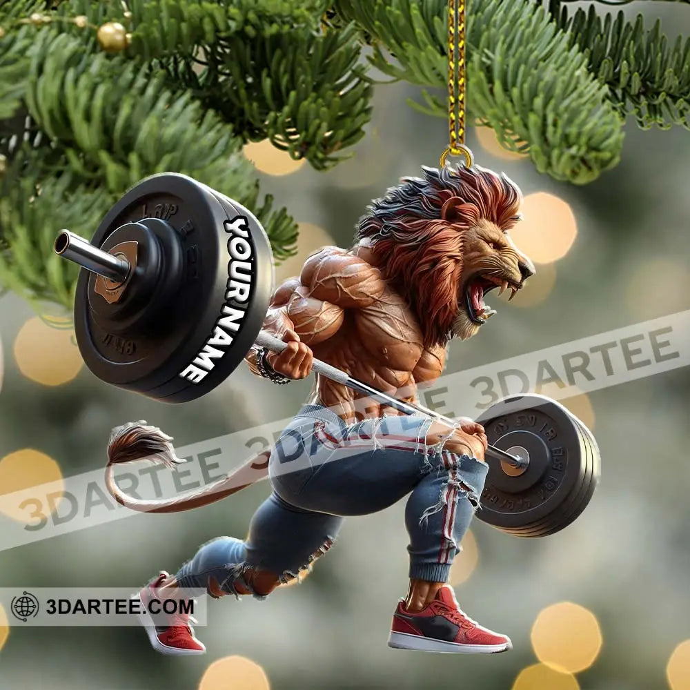 Custom Name Gym Work Out Santa Ornament Gymnastics Christmas Gift