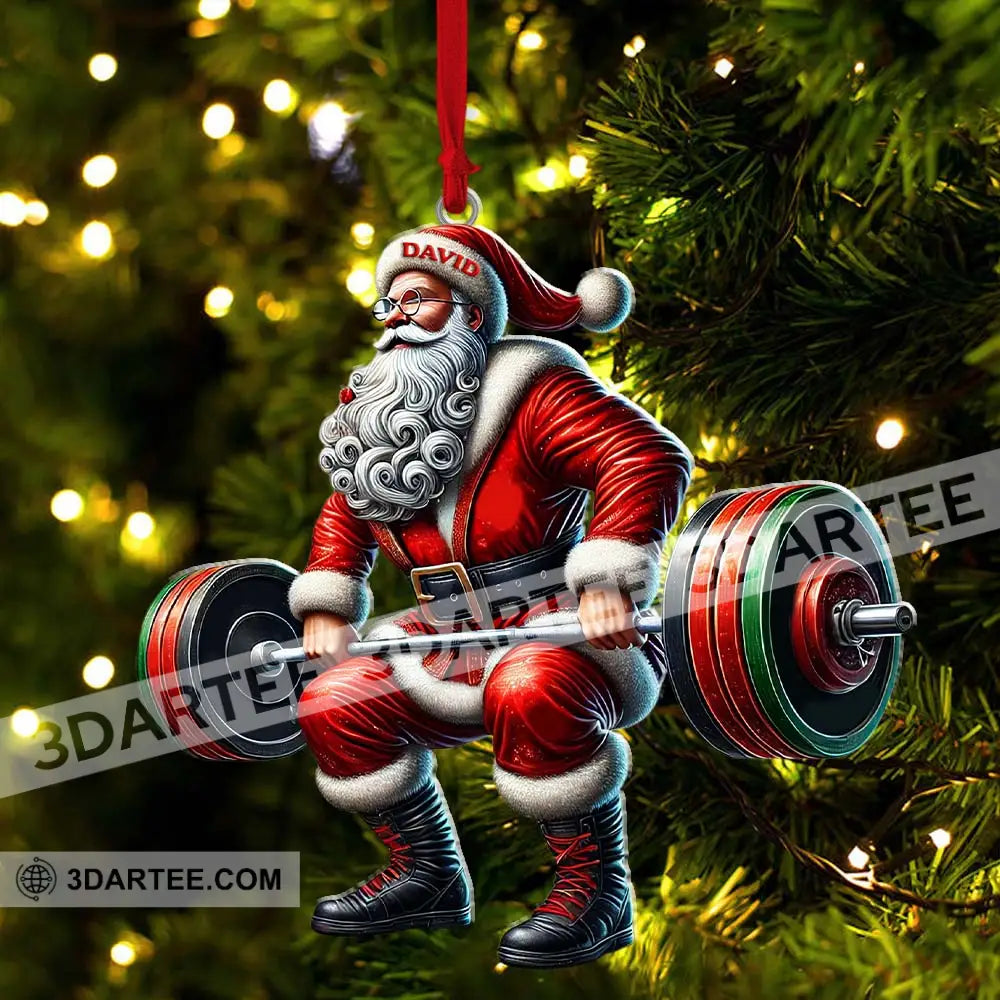 Custom Name Gym Work Out Santa Ornament Gymnastics Christmas Gift