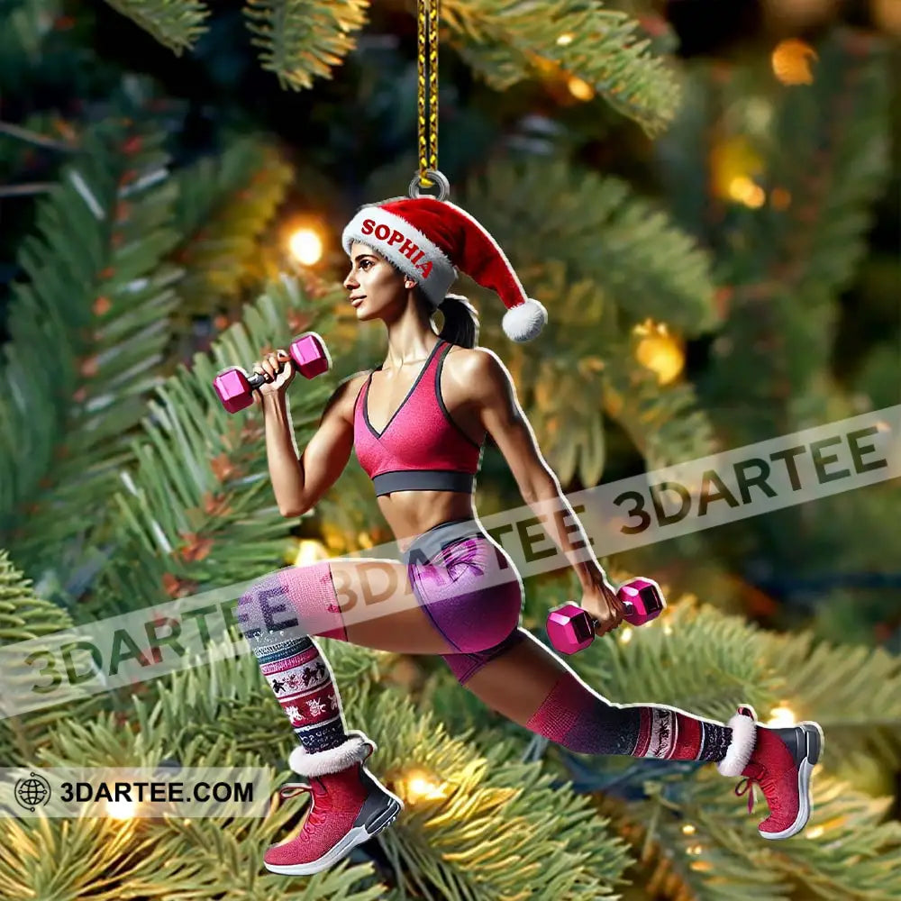 Custom Name Gym Work Out Woman Ornament Gymnastics Christmas Gift 3.54’’ / 1