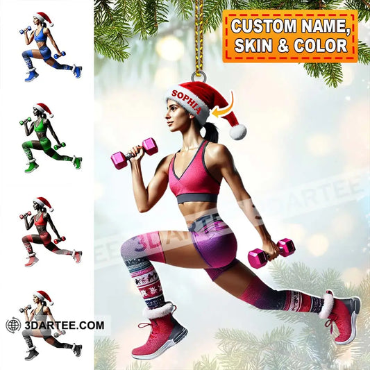 Custom Name Gym Work Out Woman Ornament Gymnastics Christmas Gift