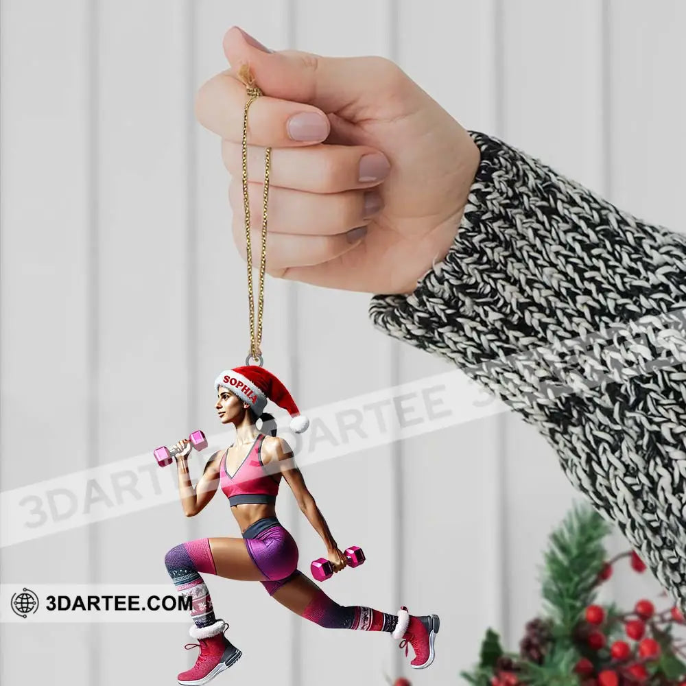 Custom Name Gym Work Out Woman Ornament Gymnastics Christmas Gift