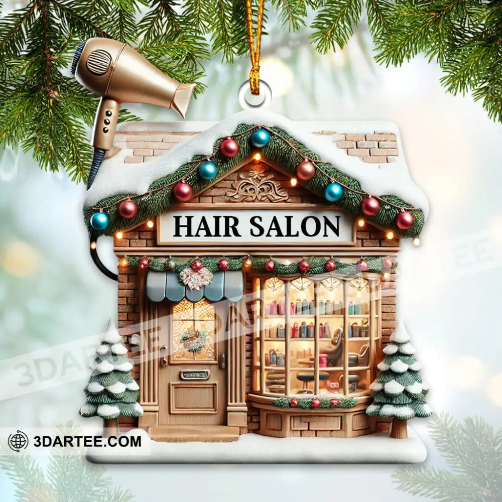 Custom Name Hair Salon Ornament Hairdresser Christmas Gift 3.54’’ / 1