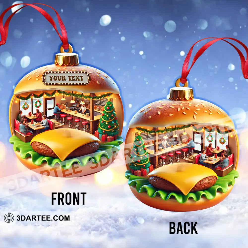 Custom Name Hamburger Ornament Christmas Gift Decoration