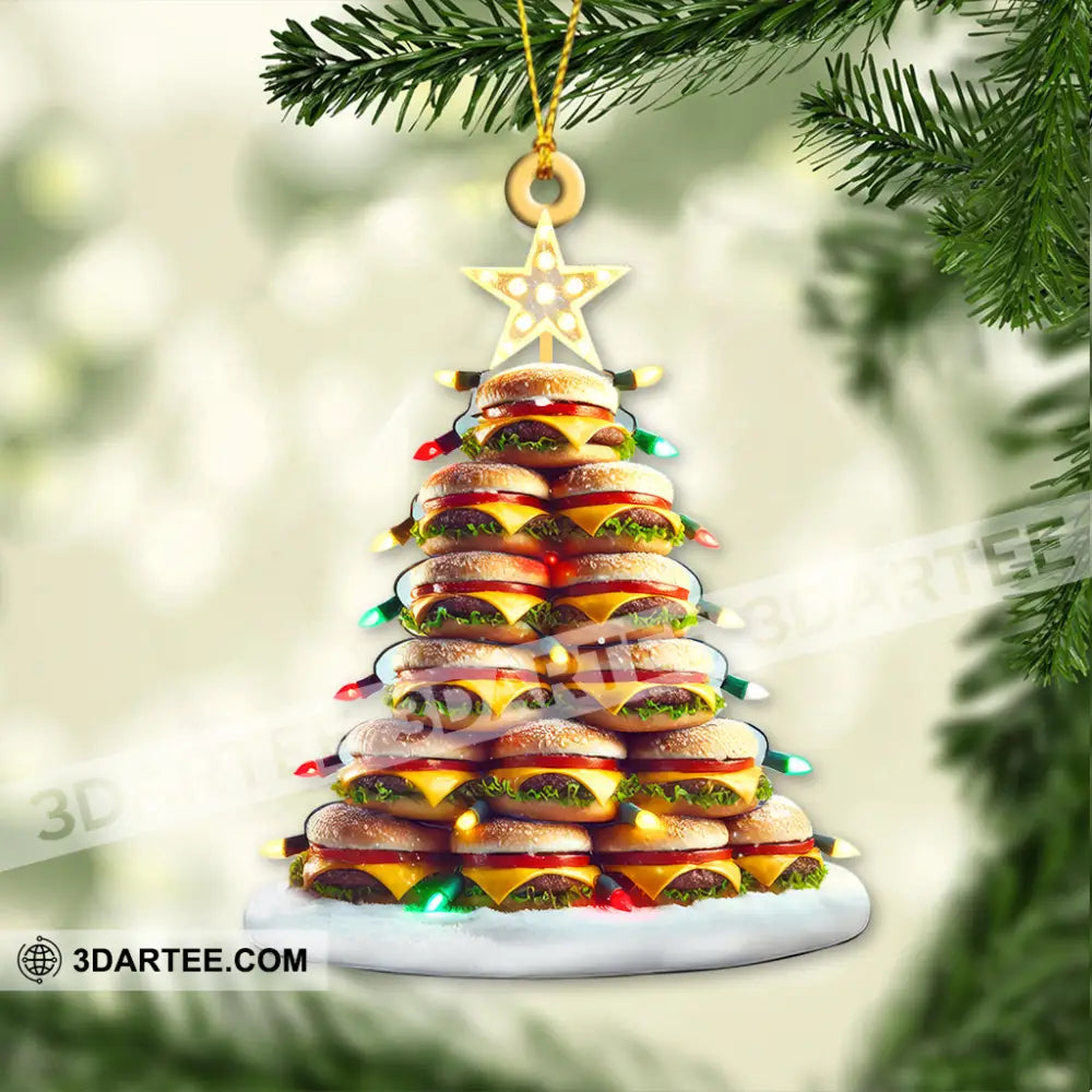 Custom Name Hamburger Ornament Lover Christmas Gift 3.54’’ / 1