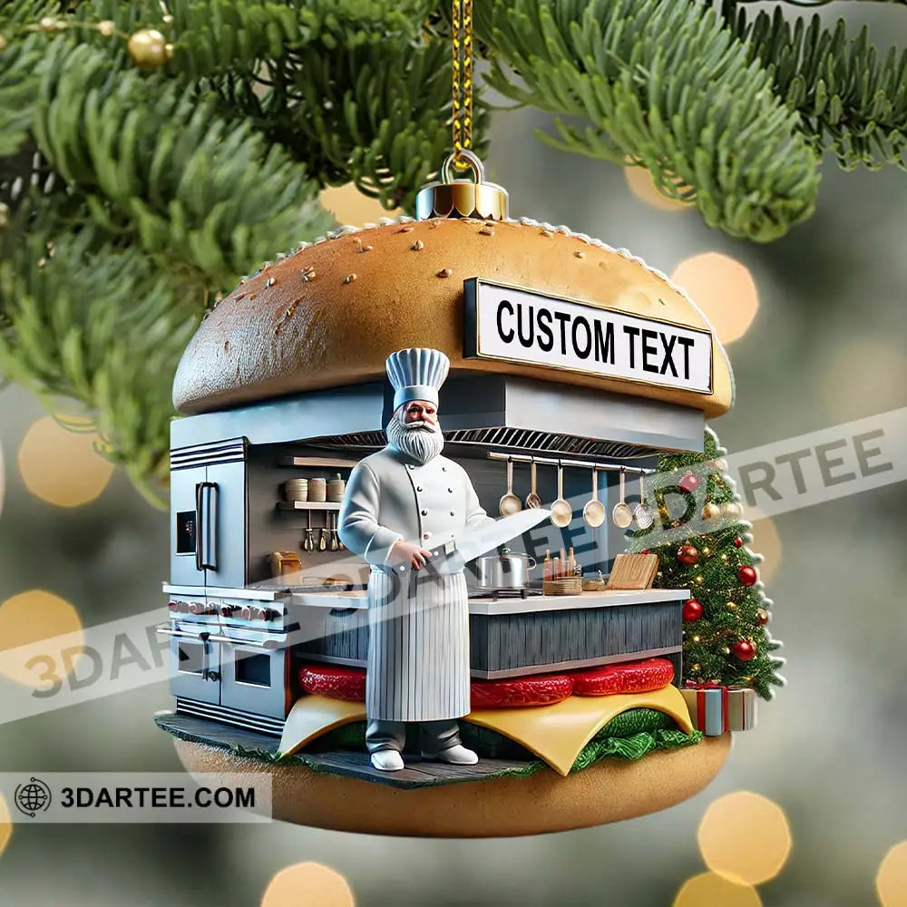 Custom Name Hamburger Shop Ornament Hot Dog Santa Christmas Gift