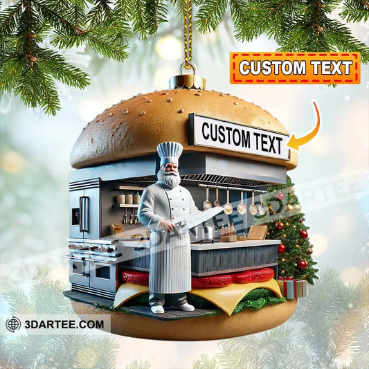 Custom Name Hamburger Shop Ornament Hot Dog Santa Christmas Gift