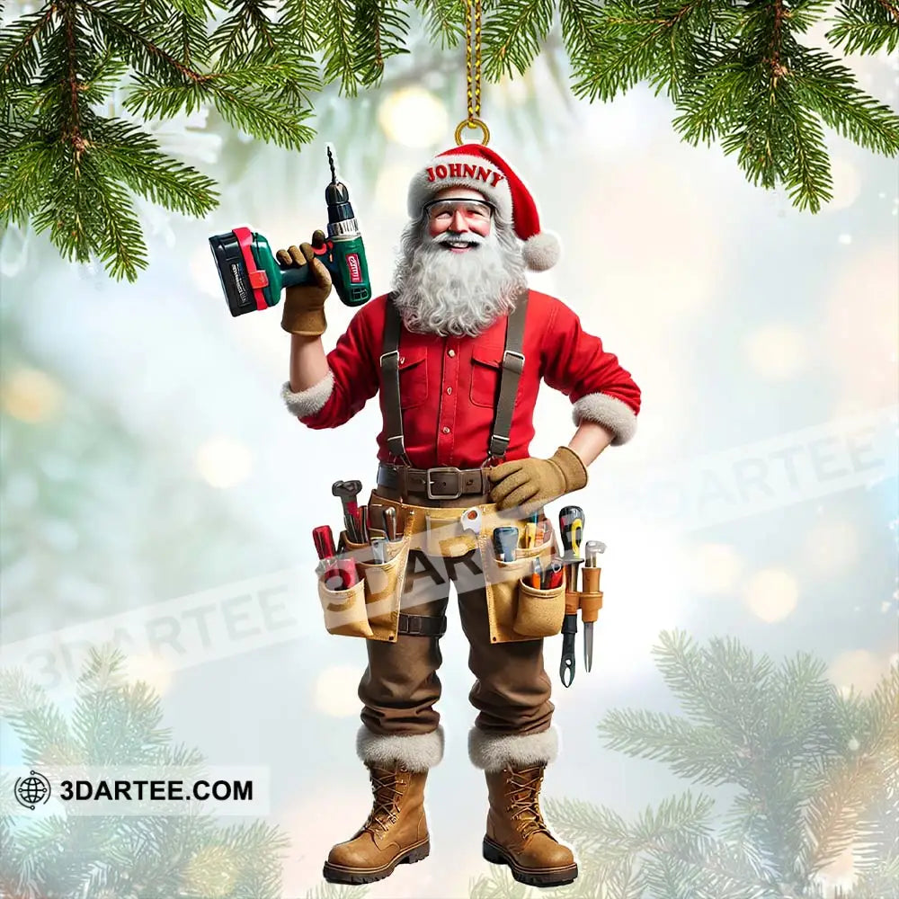 Custom Name Handyman Santa Ornament Christmas Gift 3.54’’ / 1