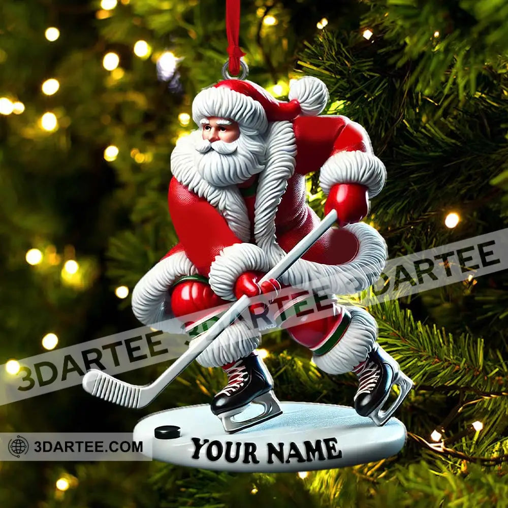 Custom Name Hockey Santa Ornament Lover Christmas Gift