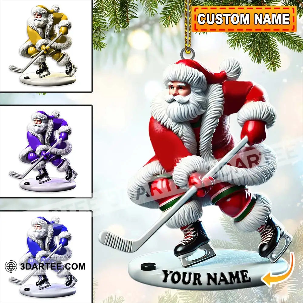 Custom Name Hockey Santa Ornament Lover Christmas Gift