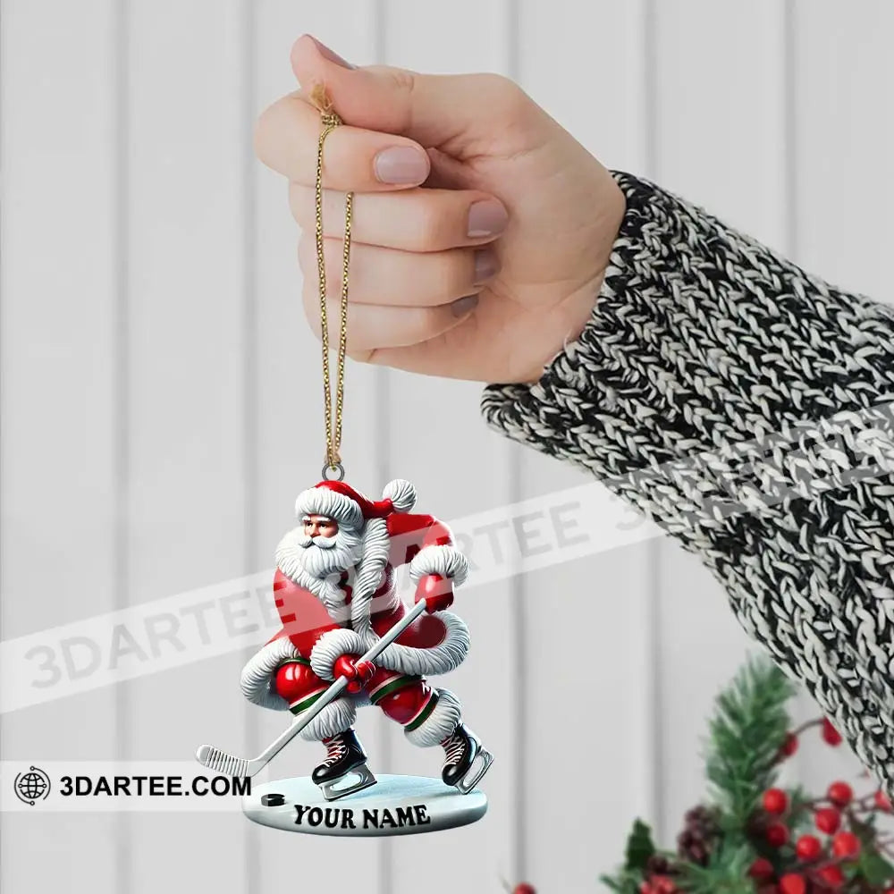 Custom Name Hockey Santa Ornament Lover Christmas Gift