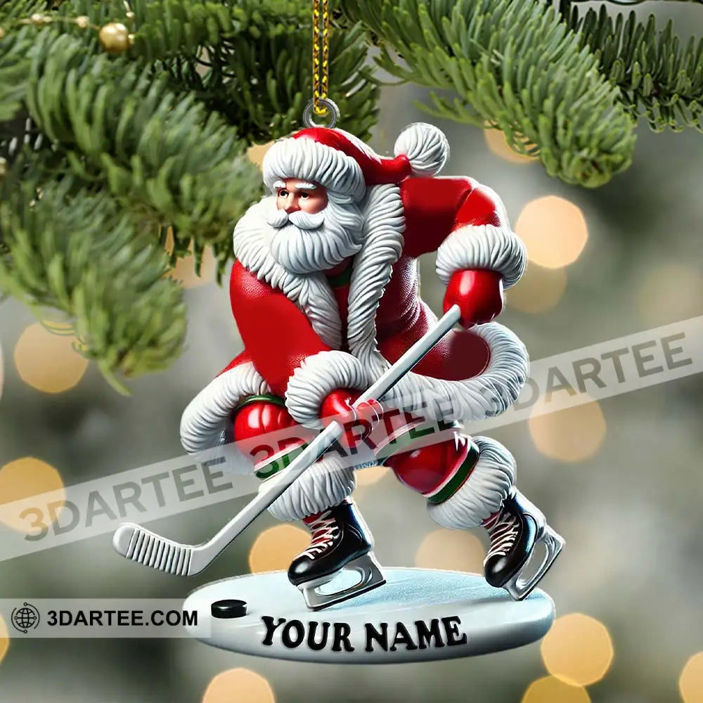 Custom Name Hockey Santa Ornament Lover Christmas Gift