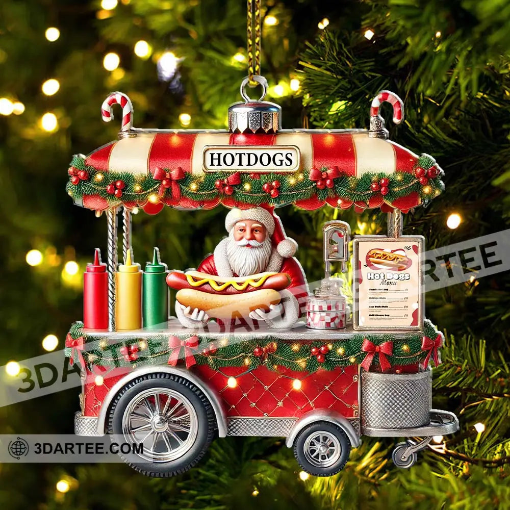 Custom Name Hot Dog Shop Ornament Santa Christmas Gift