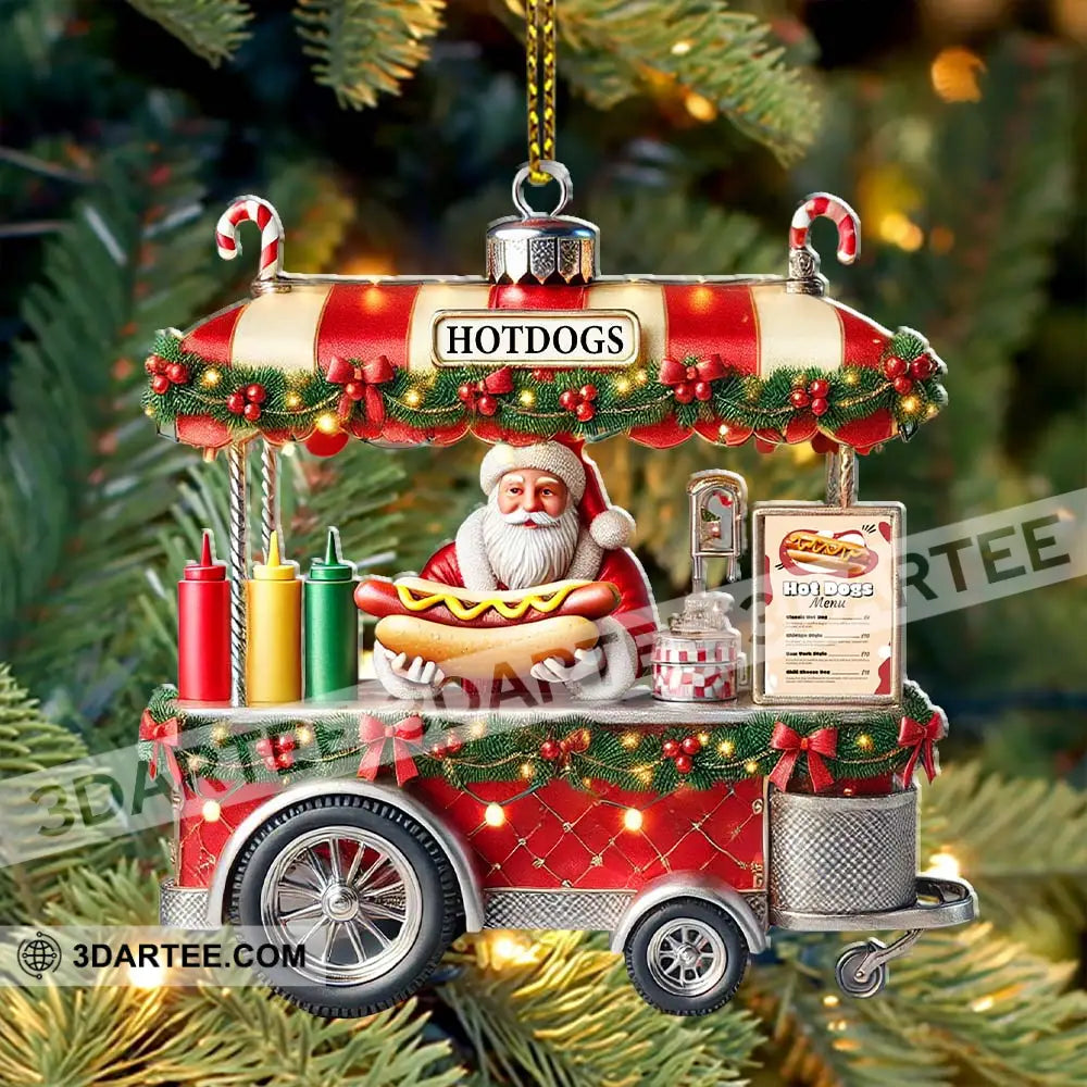 Custom Name Hot Dog Shop Ornament Santa Christmas Gift