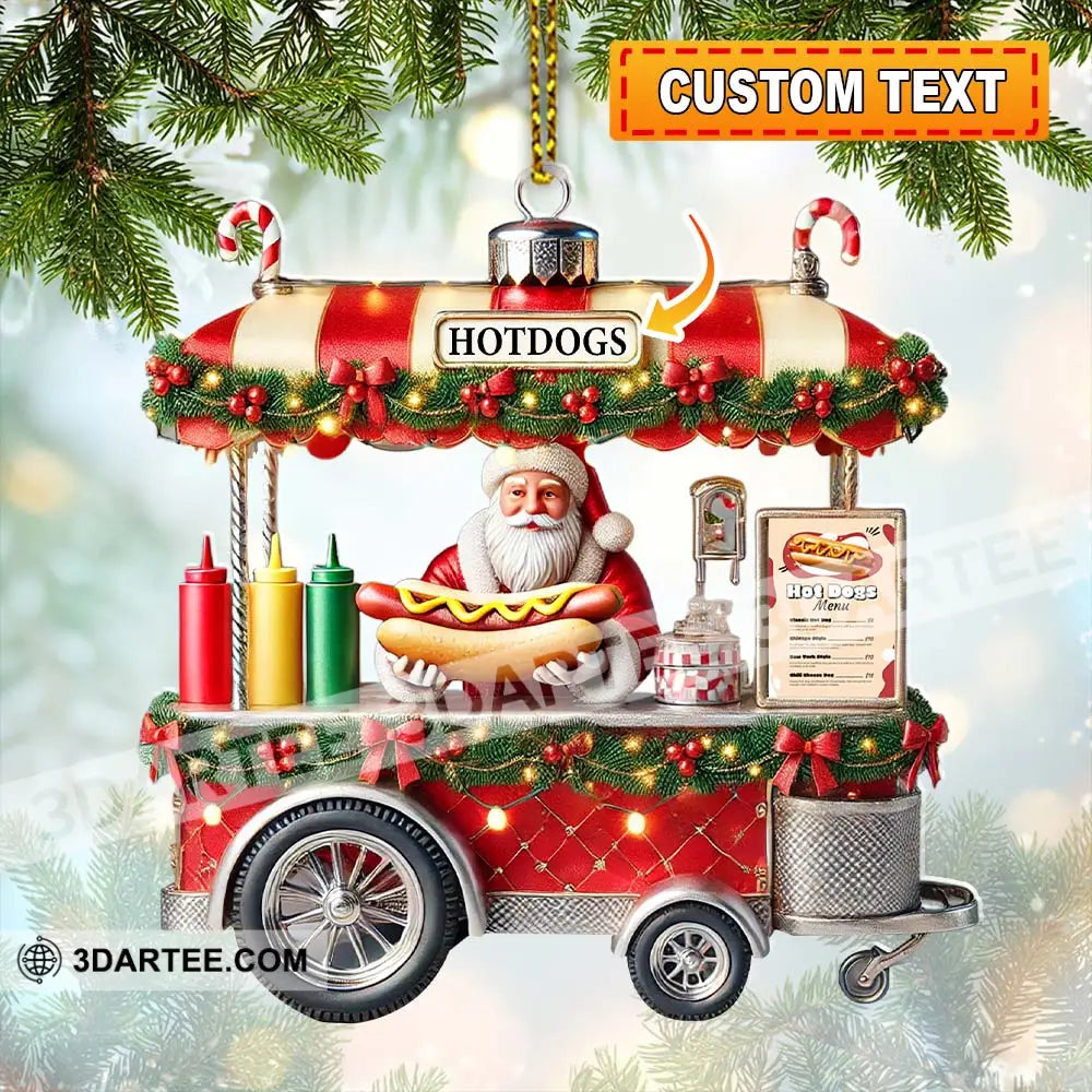 Custom Name Hot Dog Shop Ornament Santa Christmas Gift