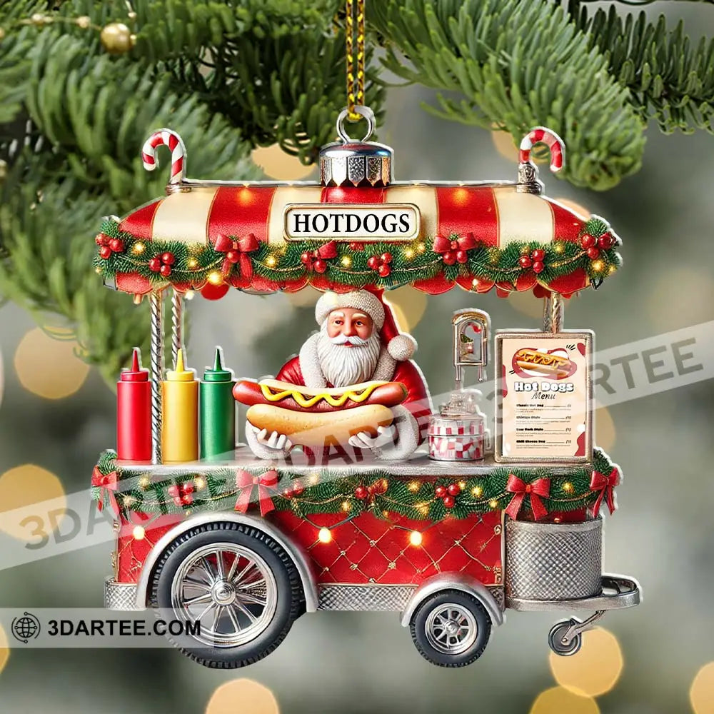 Custom Name Hot Dog Shop Ornament Santa Christmas Gift