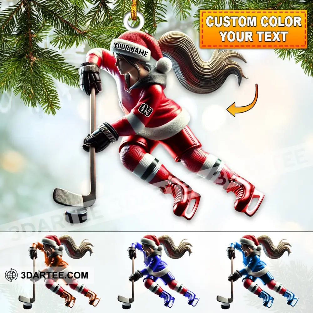 Custom Name Ice Hockey Ornament Christmas Gift
