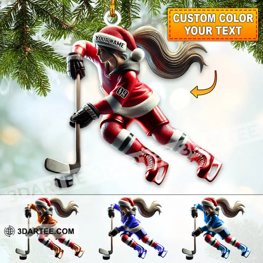 Custom Name Ice Hockey Ornament Christmas Gift
