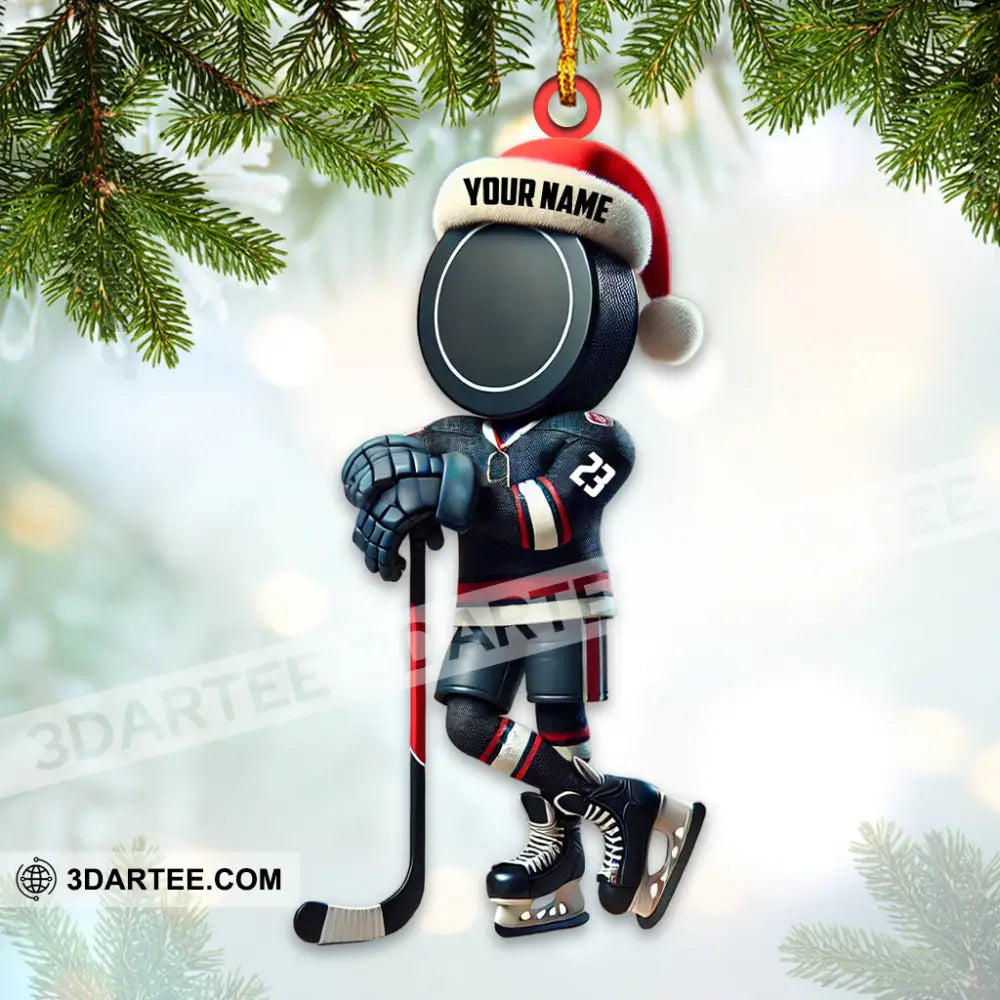 Custom Name Ice Hockey Ornament Christmas Gift 3.54’’ / 1