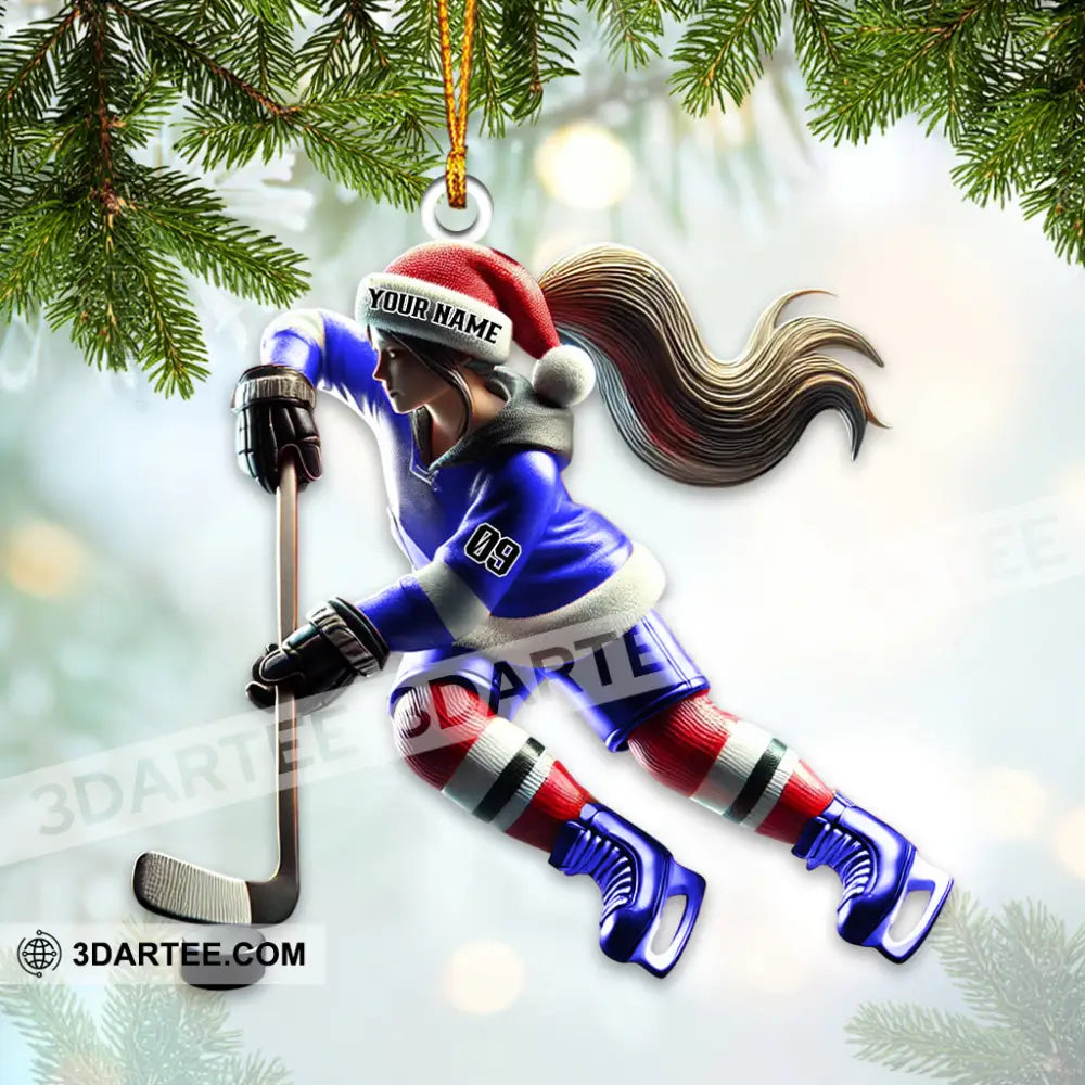 Custom Name Ice Hockey Ornament Christmas Gift