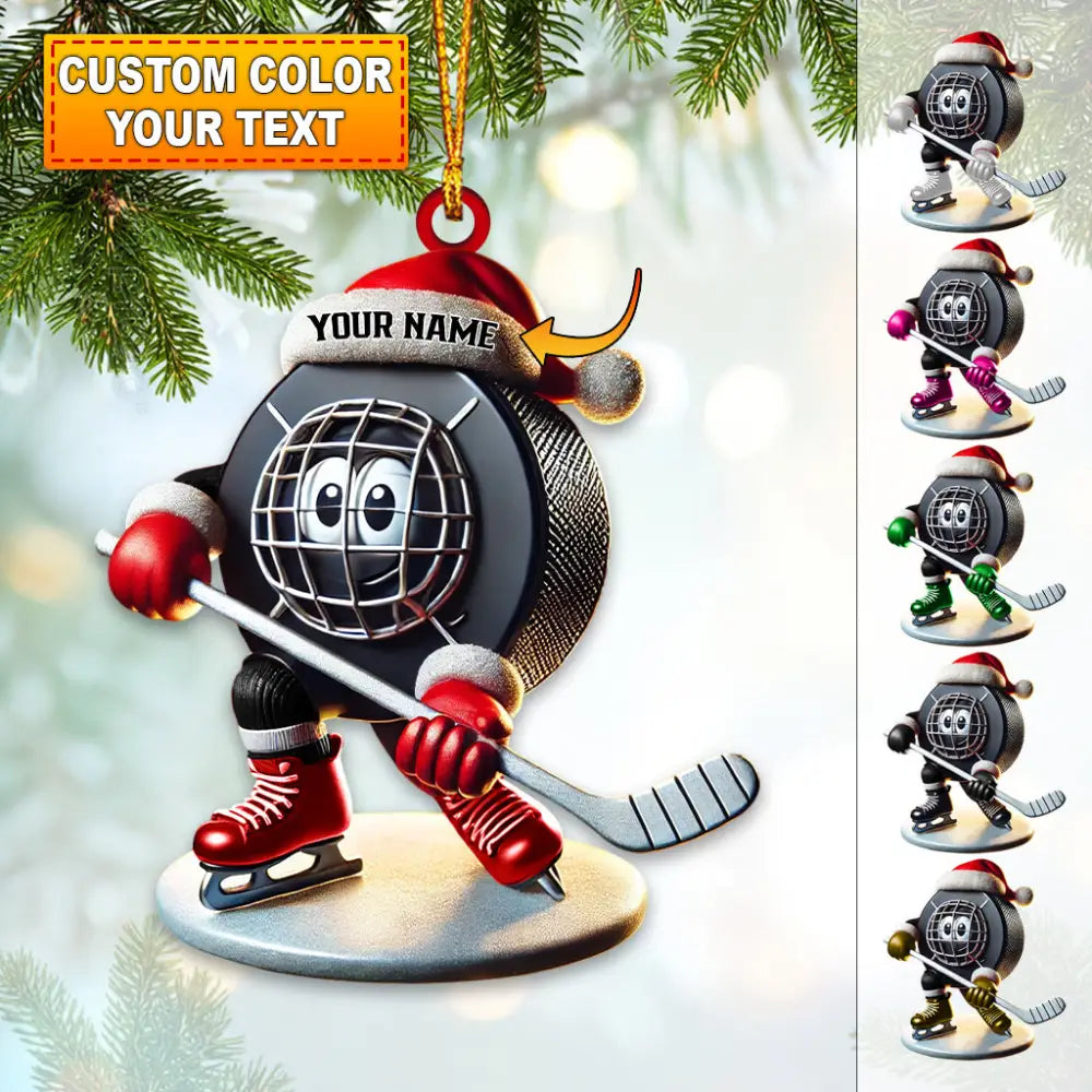 Custom Name Ice Hockey Ornament Christmas Gift