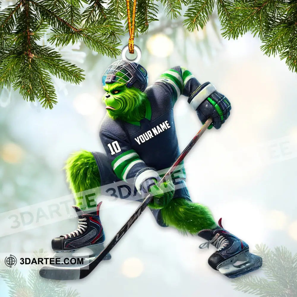 Custom Name Ice Hockey Ornament Christmas Gift Decoration 3.54’’ / 1