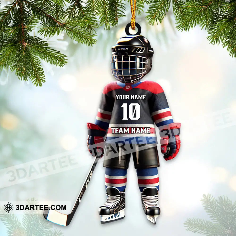 Custom Name Ice Hockey Ornament Christmas Gift Decoration 3.54’’ / 1