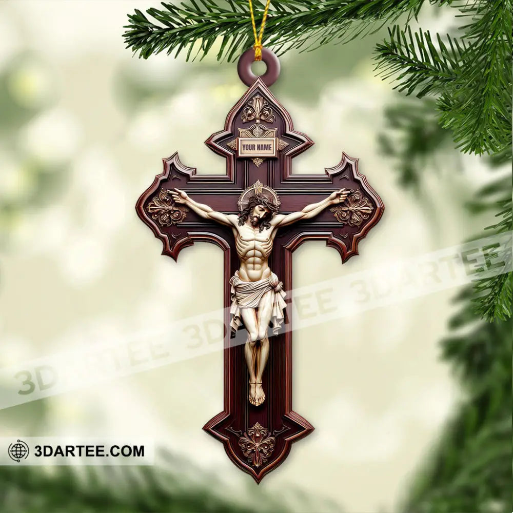 Custom Name Jesus Christ Ornament Christmas Gift For Christian 3.54’’ / 1