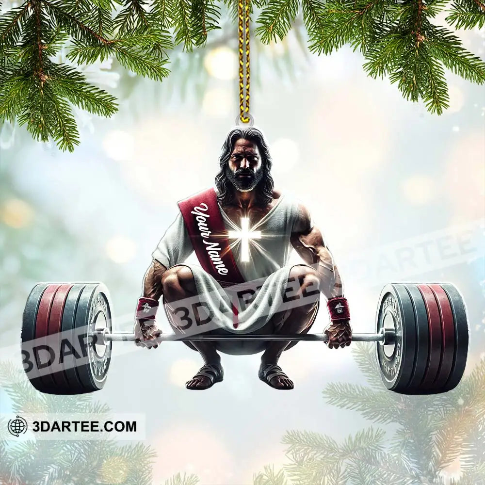 Custom Name Jesus Gym Ornament Gymnastics Christmas Decoration 3.54’’ / 1